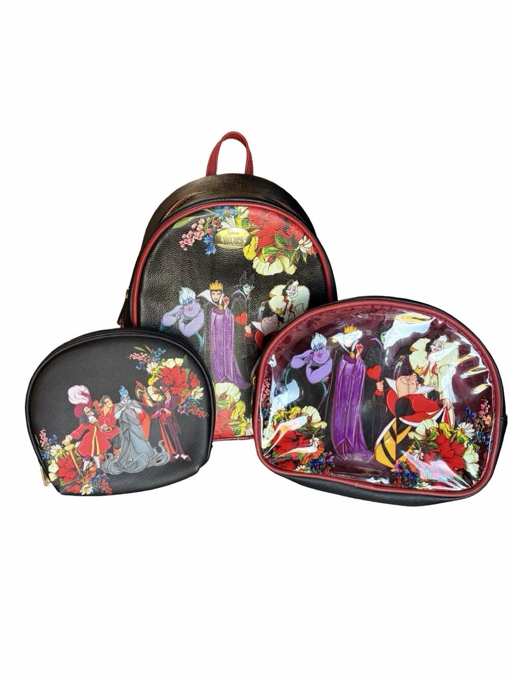Disney Villains Group Portrait Floral Mini Backpack BoxLunch Exclusive 3pc Set